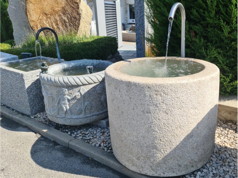 Granitbrunnen neu mit Edelstahl