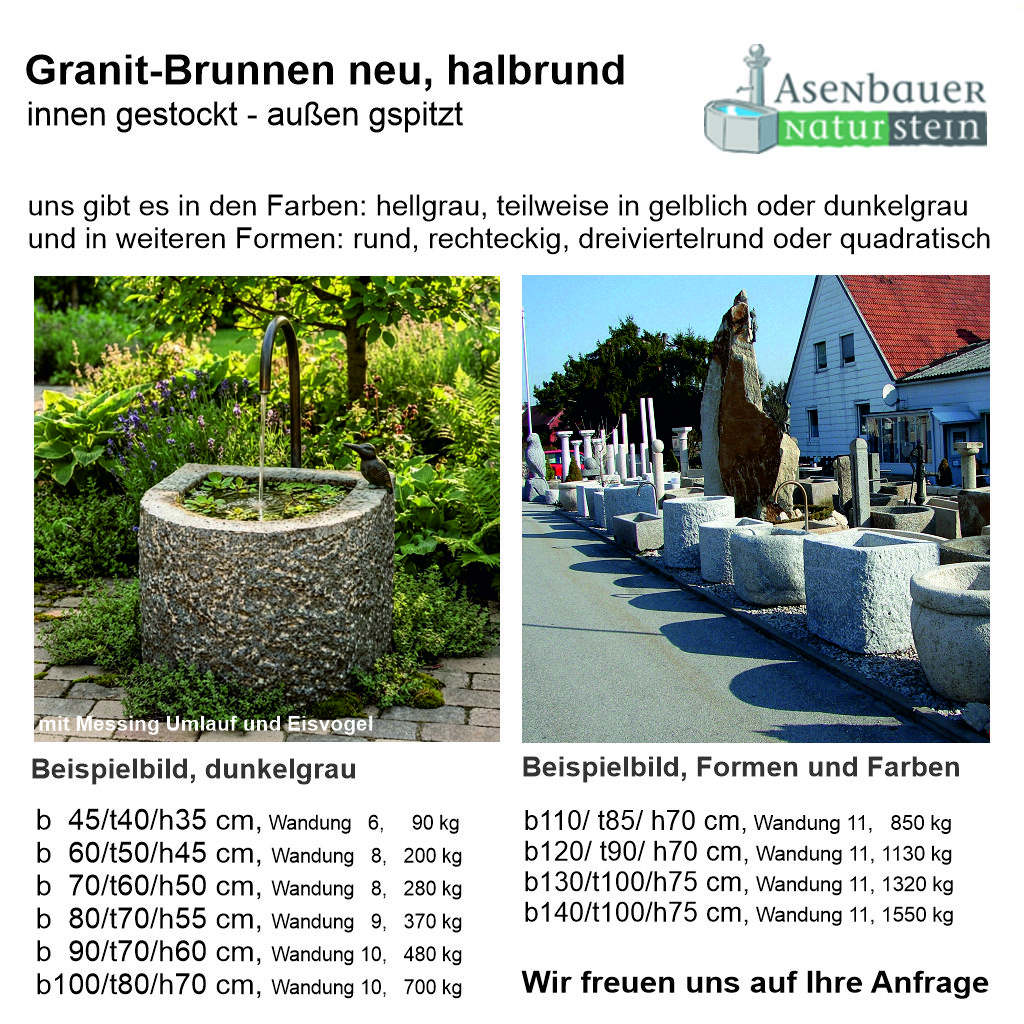 Granit Brunnen halbrund