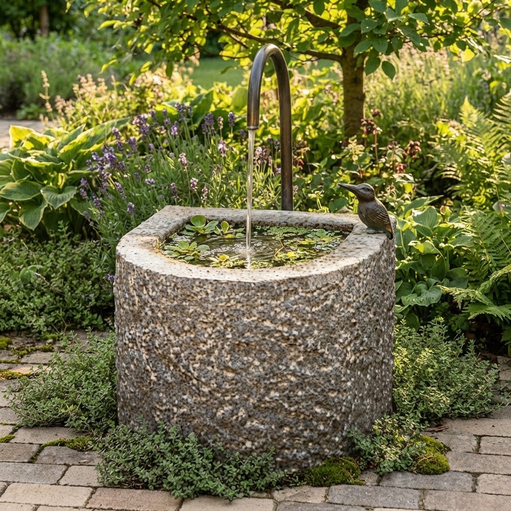 Granit Brunnen halbrund – Bild 4