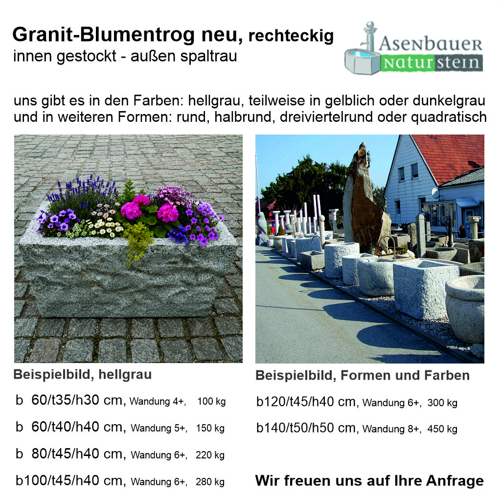 Granit Blumentrog rechteckig
