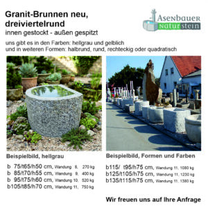 Granit Brunnen dreiviertelrund