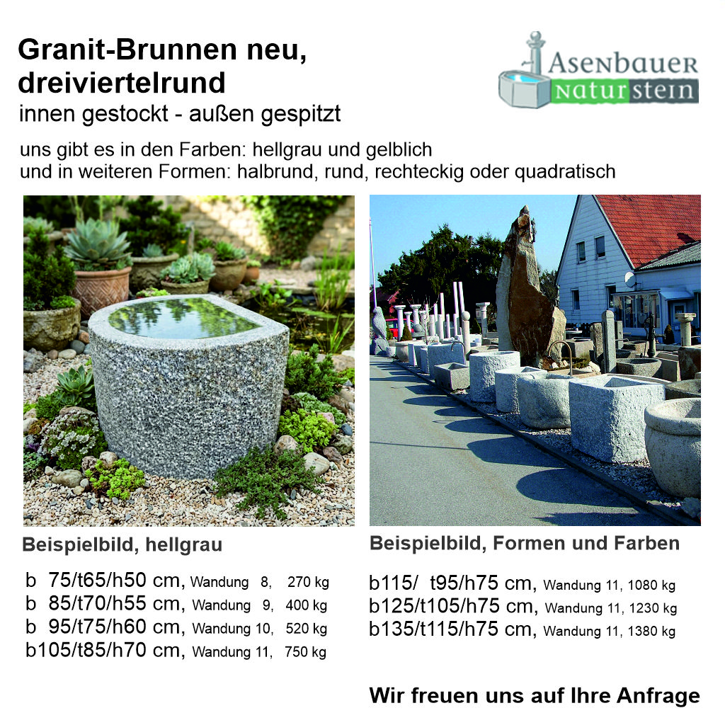 Granit Brunnen dreiviertelrund